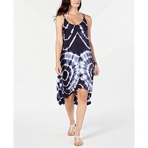 Raviya Women's Tie-Dyed High-Low Cover-Up Dress in Navy Blue Size M